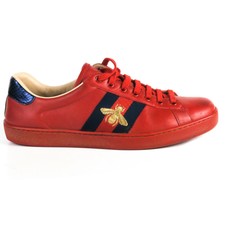Gucci - Ace Bee Sneakers - Red Leather Stripe Bee - Low Top - IT 8 - US 9  