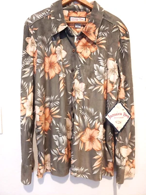 NWT Jamaica Bay Sueded Shirt Sage Green Tropical Hawaiian Womens Size XL - Image 1 of 4