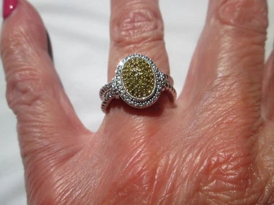 Affinity PAVE ' YELLOW DIAMOND Sterling Silver Ring  , size 7, NEW - Image 1 of 4