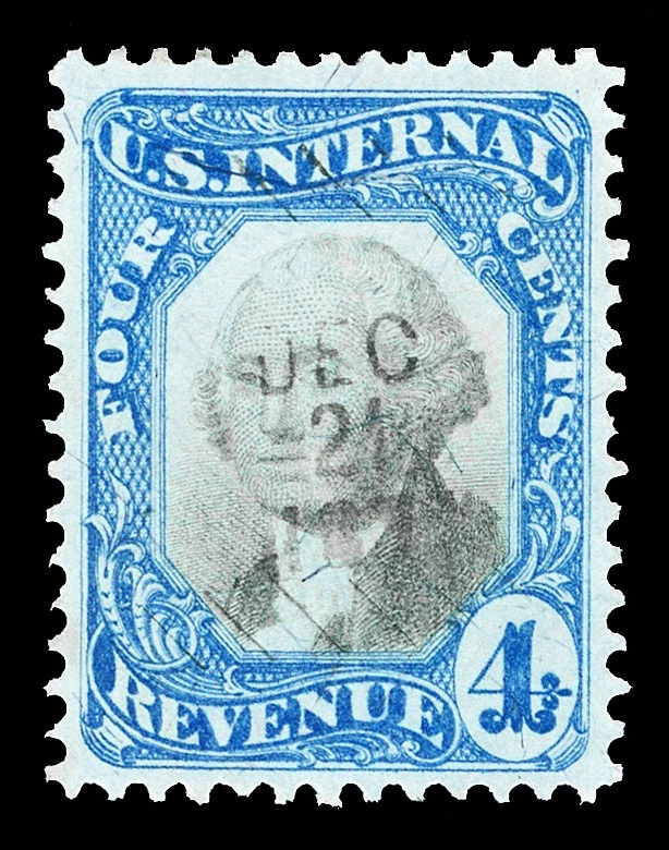 Scott R106 1871 4c Second Issue Revenue Used VF Faint Cut Cancel Cat $65 - Image 1 of 1