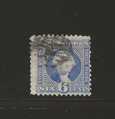 US Scott #115 used 6c Ultramarine Washington 1869 Pictorial, hand cancel, f/vf - Image 1 of 2