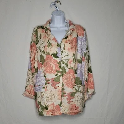 NWT Joie Womens 100% Linen Floral Blazer Jacket Size L Beachy Coastal Bohemian - Image 1 of 4