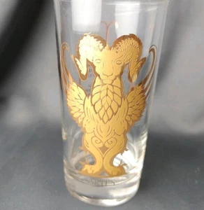 Vintage Rare 22K Gold & Black Zodiac Aries 🐏 Longdrinkbecher Glas Barware - Bild 1 von 10