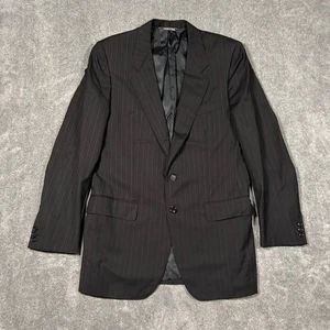 Ermenegildo Zegna Blazer 42R Black Pinstripe Wool Made in Italy 1990s Vintage - Afbeelding 1 van 12