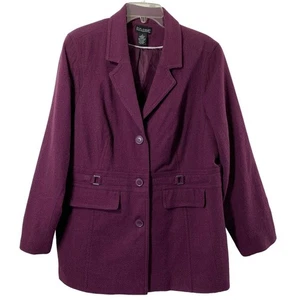 Dialogue Wool Blend Jacket Womens Plus Size 1X Purple Lightweight Lined Coat - Picture 1 of 7