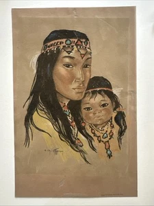 Artista quotata Gerda Christoffersen madre e figlia nativi americani originale - Foto 1 di 8