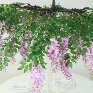 55" LAVENDER Silk Wisteria Vine Hanging Artificial FLOWER Chandelier Party - Picture 1 of 8