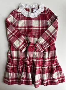 Ollie's Place kids girls size 5 red check flannel collared dress, VGUC - Picture 1 of 3