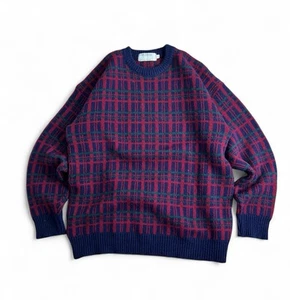 James Pringle Mens Crew Neck Wool Striped Blue Sweater Pure New Wool Sz Large 44 - Picture 1 of 6