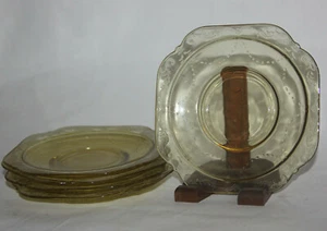 5 Vtg Yellow Federal Depression Glass SAUCER PLATE 5.75" Amber Yellow Decor - Foto 1 di 6