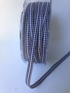 1/4 Inch Solid Checkered Ribbon - May Arts - KBB10 - Black/White - 5 yards - Picture 1 of 1