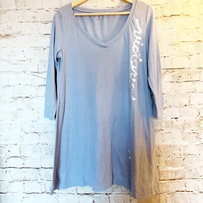 Женская легкая вязаная рубашка для сна Victorias Secret размер L пыльный синий серебристый  - Изображение 1 из 4