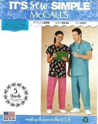 McCall's 9556 Misses' & Men's Nurse Uniform Scrubs Top & Pants Sz XS-XL UNCUT - Image 1 of 4