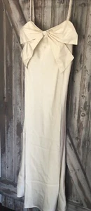 A New Day Dress Cream Maxi Bow Formal Strap Sleeveless Large NEW - Picture 1 of 23