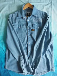 G-Star Shirt Blue Denim Long Sleeved Shirt Size XL Excellent Condition - Picture 1 of 19
