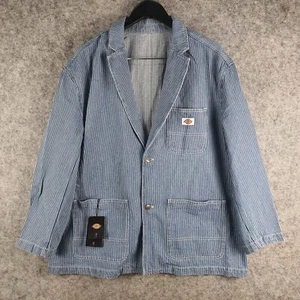Dickies Jacket Mens Medium Sky Blue Hickory Striped Blazer Oversized NEW 10455 - Bild 1 von 16
