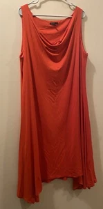 Eileen Fisher 1X Womens Sleeveless Dress - Orange - Cowl Neck - Asymmetrical Hem - Picture 1 of 5