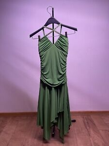 $385 BCBG Maxazria Midi Party Cocktail Dress Green; Size Medium Fits Small; Prom