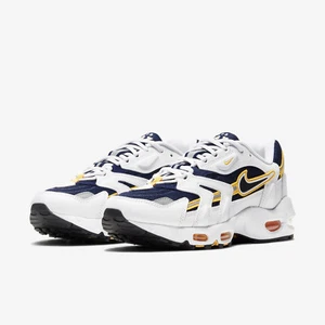 HERREN NIKE AIR MAX 96 II OG GOLDENROD SPORTSCHUHE GRÖßE UK 9 WEISS/BLAU/GOLD SEKUNDEN - Bild 1 von 7