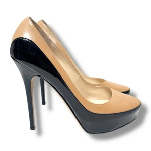 Jimmy Choo Shoe Sepia 2 Toned Platform Pump Camel / Black Women’s Size 38.5 (8) - Picture 1 of 10