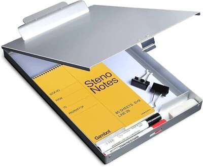 Metal Clipboard with Storage Letter Size Form Holder Portfolio Aluminum - Image 1 of 4