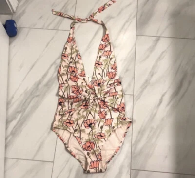 Maiô feminino Tory Burch peça única rosa MSRP $218 pequeno novo - Imagem 1 de 4