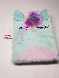 Fuzzy Unicorn Diary Journal Furry Plush Notebook - Picture 1 of 3