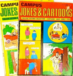 Campus Jokes & Cartoons Magazine 1967 Lot of 2 Good Girl Art GGA Cartoons Jokes - Picture 1 of 5