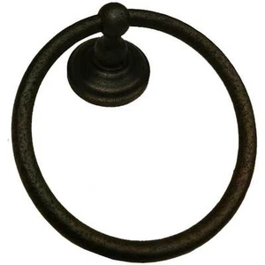 Rustic Oil Rubbed Bronze Sandcast Style Towel Ring - Picture 1 of 1