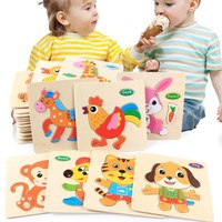 Hot Item Wooden Cartoon Puzzle Educational Developmental Baby Kids Training Toy