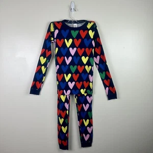 New Hanna Andersson Girls 160 14 Pajamas PJ's Hearts Navy Blue Long John Sleeve - Picture 1 of 6