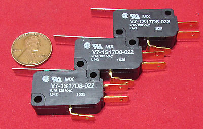 3 Pcs - Honeywell V7-1S17D8 Micro Switch Momentary .1A 125VAC Hinge Lever SPDT R • 7.99$