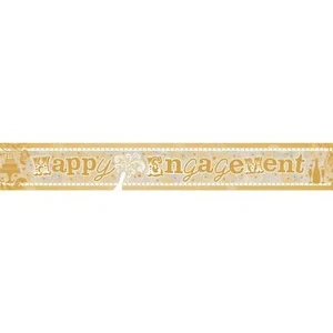 Happy Engagement Gold Banner Party Decoration 2.7meters Sparkle Holographic 9ft - Picture 1 of 3