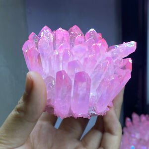 300g+ Titanium pink rose Crystal Phantom Quartz Cluster Specimen Healing 1pc