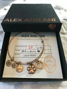 Alex and Ani Paw Print and Love Duo ~ Cane amante degli animali ~ Solo 100 Realizzati! - Foto 1 di 4