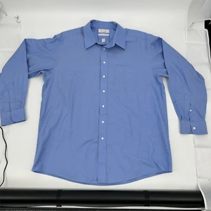 Gold Label ROUNDTREE & YORKE Hemd Herren tailliert kariert Button Down blau 17,5" 35" - Bild 1 von 5