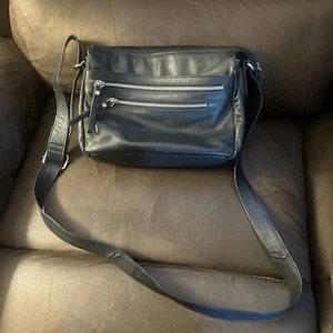 Greal American Leatherworks Genuine Leather Multi Pockets Crossbody Purse Black - Picture 1 of 15