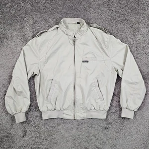 VINTAGE Members Only Jacket Mens 42 Beige Full Zip Bomber Pockets Lined Racer - Picture 1 of 14