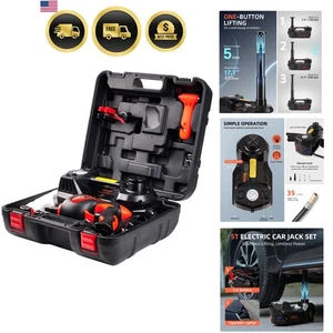 Electric Car Jack Kit 5 Ton Hydraulic Floor Jack with Impact Wrench Inflatabl... - Bild 1 von 9