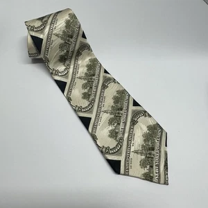 MUSEUM ARTIFACTS Silk Tie American US United States 100 Dollar Bill Money - Picture 1 of 5