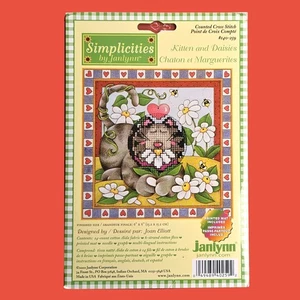 JANLYNN SIMPLICITIES COUNTED CROSS STITCH KIT:  KITTEN & DAISIES     SL - Picture 1 of 2