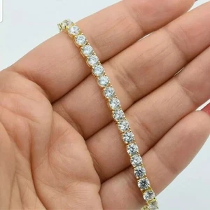 5.00 Carat Round Cut VVS1 Diamond Tennis Ladies Bracelet Yellow Gold Over - Picture 1 of 4