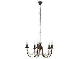 Wertiger Metall Kronleuchter in Antik Braun 5x E14 60W Lüster Hängeleuchte Lampe - Bild 1 von 1