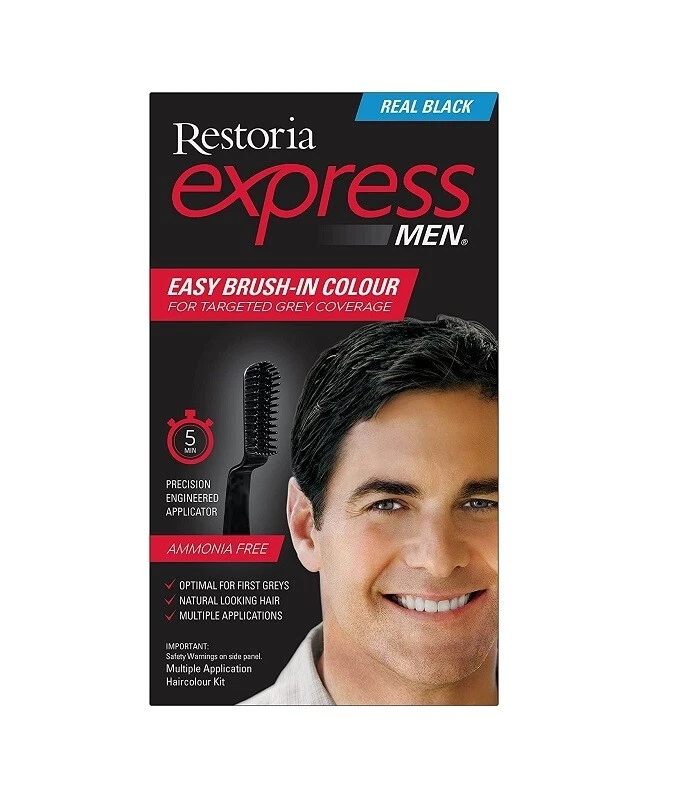 Restoria Express Men Real Black 100g Brush In Hair Colour Ammonia Free  - image 1 of 1