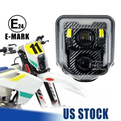 Carbon Fiber LED Headlight For Husqvarna 701 Supermotor 501 450 350 250 250I DRL - Image 1 of 4