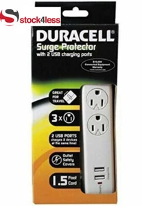 DURACELL DU6207 2-Outlet Surge Protector with 2 USB Ports (White) - Picture 1 of 3
