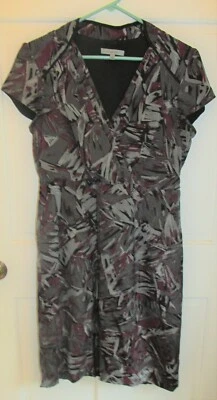 Classiques Entier Women's Gray All Over Print Faux Wrap Silk Dress Size 12 - Image 1 of 4
