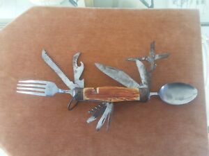 Vintage Hobo Knife FOREST FRIEND Japan 11 pieces full size fork & spoon #B2