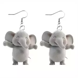 Acrylic Dancing Elephant Dangle Earrings - New - Picture 1 of 2
