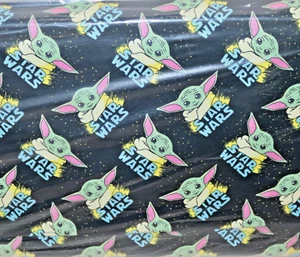 STAR WARS Mandalorian ~ The Child & Logo Pattern Cotton Fabric 1/4 Yard 9” X 44” - Picture 1 of 21